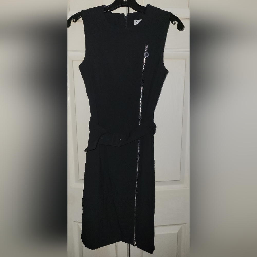 Calvin Klein Black Mini Dress with Zipper Detail #4S